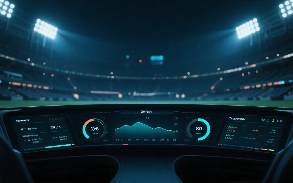 夜间体育数据仪表盘风格的网页界面概念图，展示速度与透明度的对比