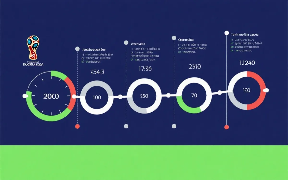 世界杯赛程时间轴与城市时区概念图，简洁信息图风格